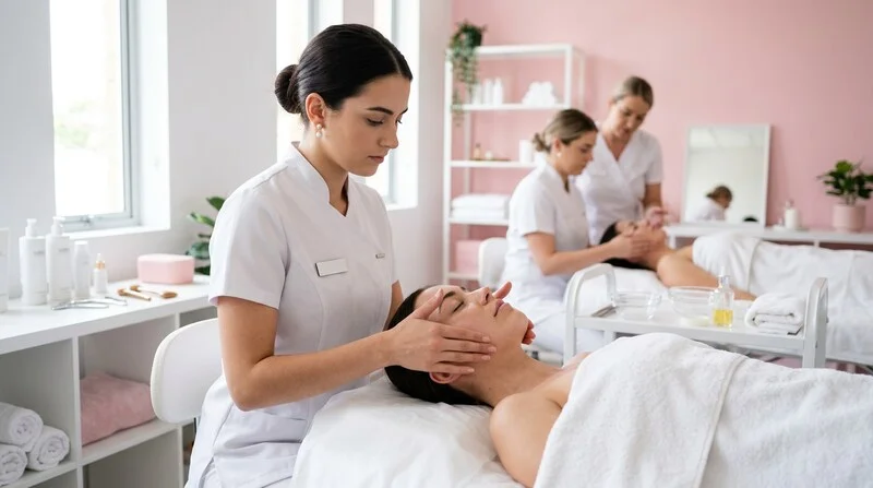 Esthéticienne en formation au massage kobido japonais